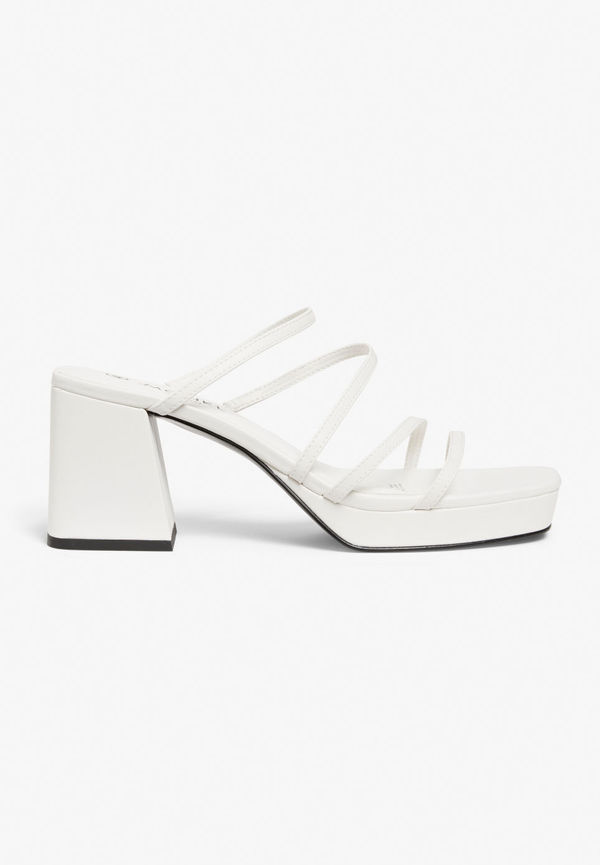 Strappy block heel sandals - White