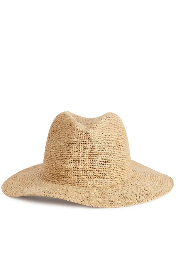 Straw Fedora Hat - Beige
