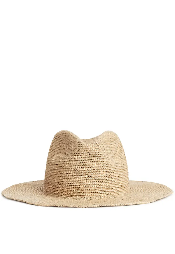 Straw Fedora Hat - Beige
