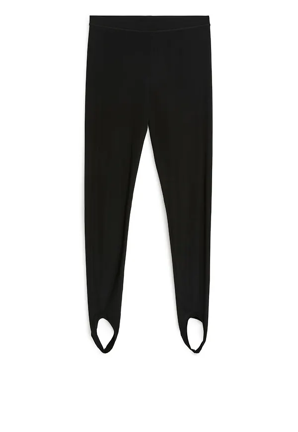 Stretch-Jersey Stirrup Leggings - Black