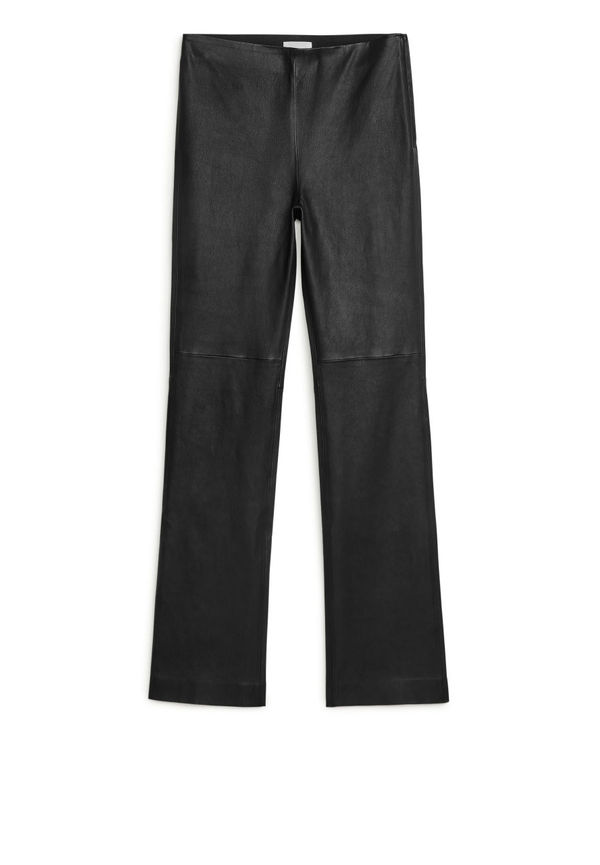 Stretch Leather Trousers - Black