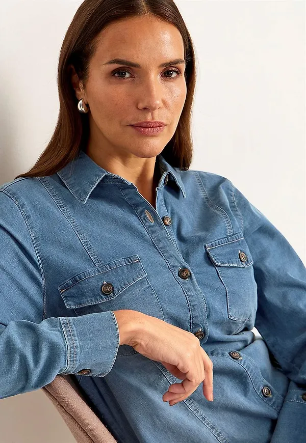 Stretchig jeansklänning
