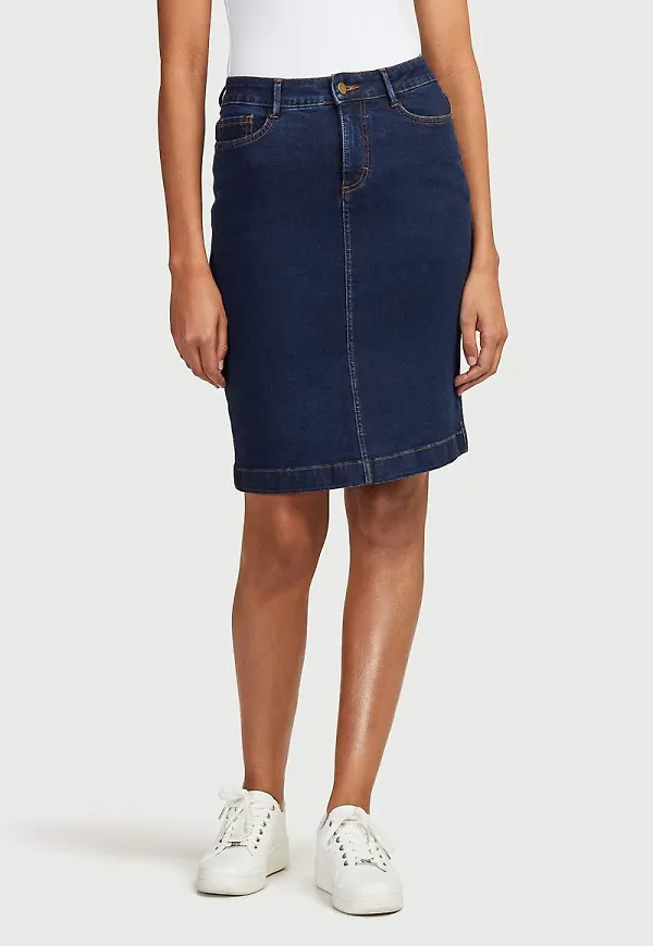 Stretchig kjol i denim