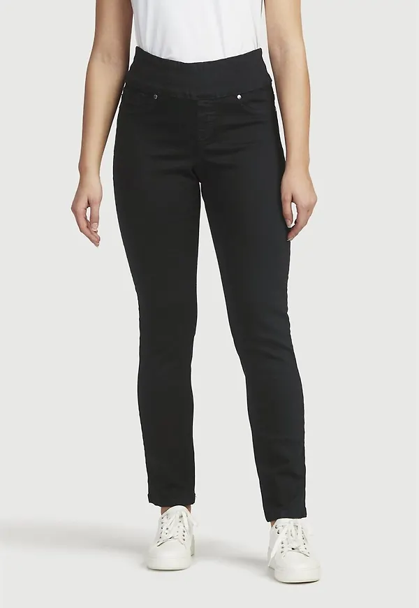 Stretchiga jeggings med hög resårmidja - två längder Elin