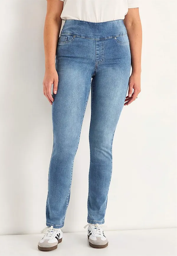 Stretchiga jeggings med hög resårmidja - två längder Elin
