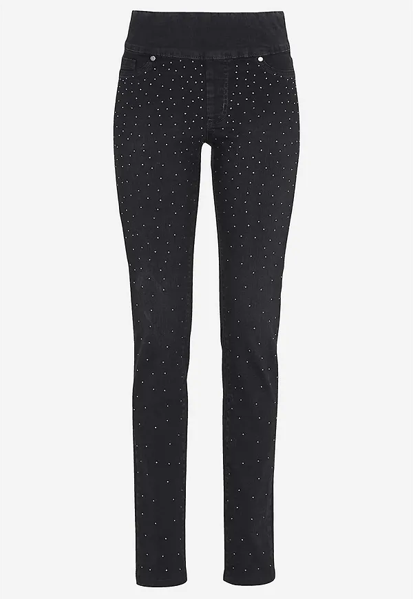Stretchiga jeggings med strassdetaljer - två längder