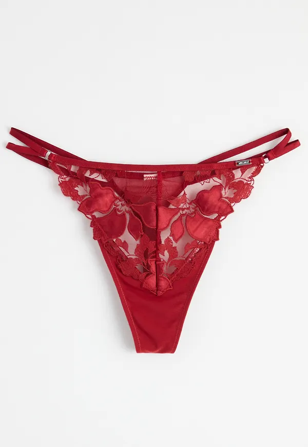 Stringtrosa low waist med broderi