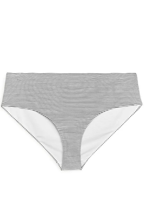 Striped Bikini Hipsters - White