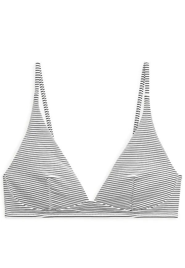 Striped Bikini Top - White