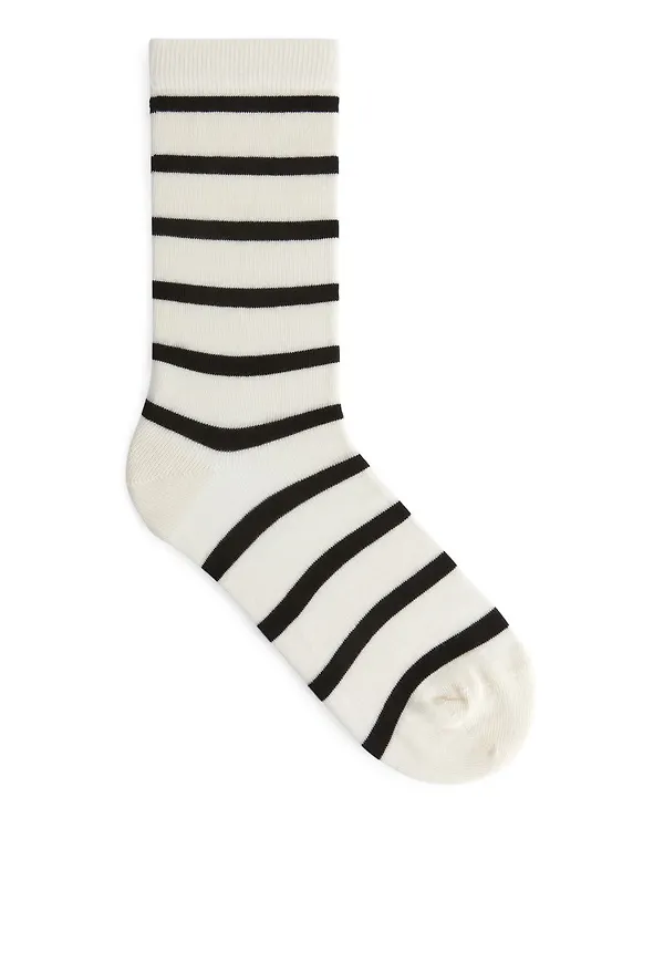 Striped Cotton Socks - White