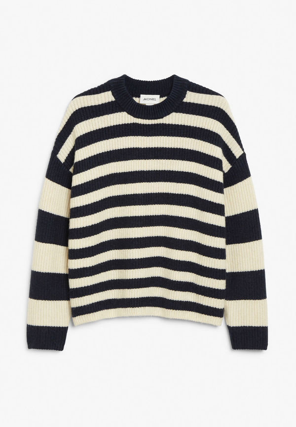 Striped heavy knit sweater - Blue