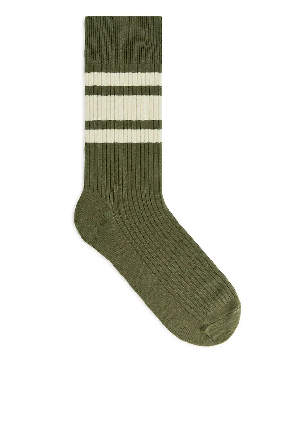Striped Supima Cotton Socks - Green