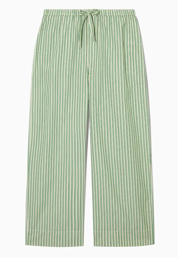 STRIPED WIDE-LEG POPLIN PYJAMA TROUSERS