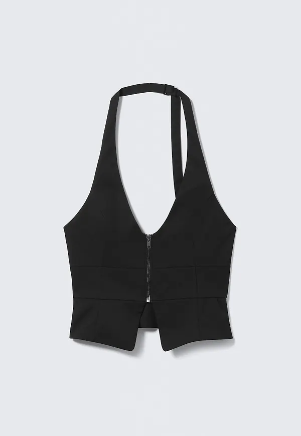 Structured Halter Zip Waistcoat