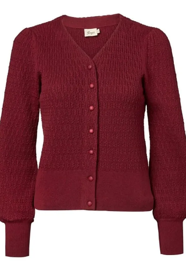 Structured Knit Cardigan - Johanna Wine