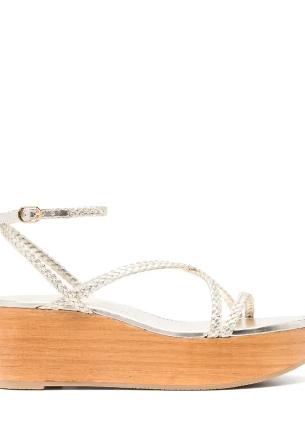 Stuart Weitzman Wovette sandaler med kilklack - Guldfärgad