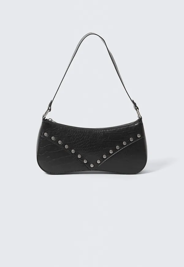 Studded Faux Leather Shoulder Bag