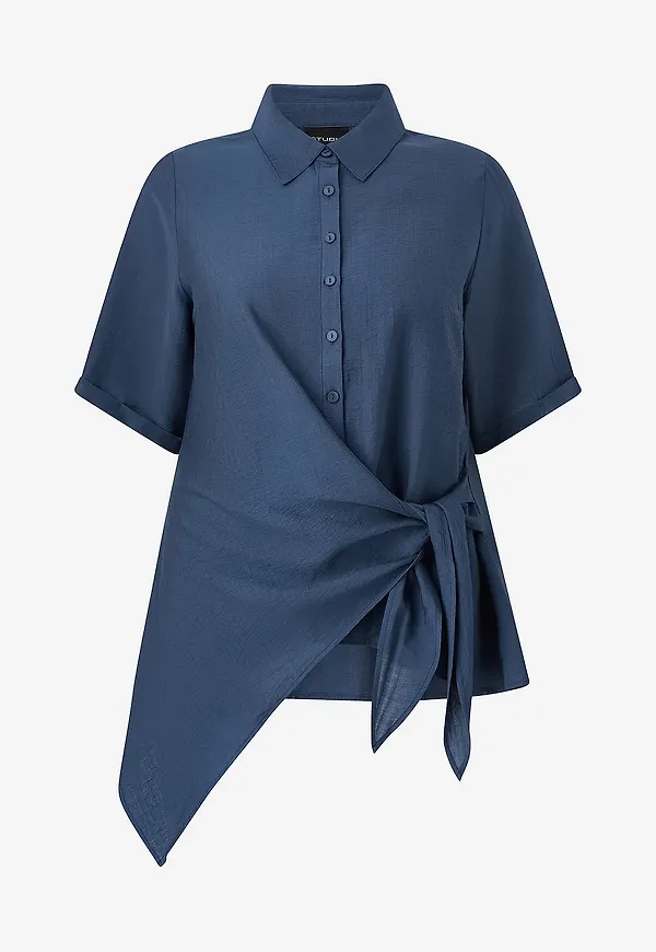 Studio - Blus SOda Shirt with knot - Blå