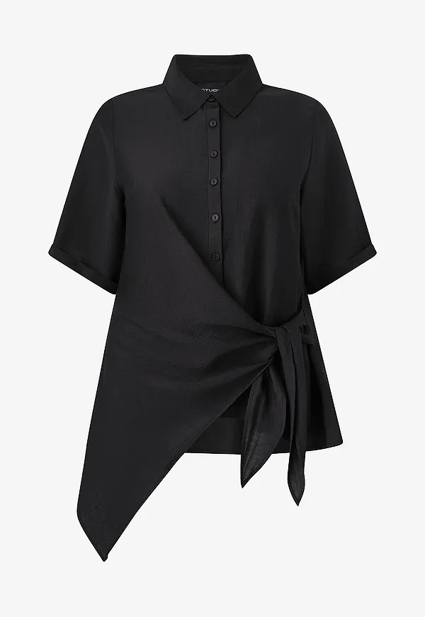 Studio - Blus SOda Shirt with knot - Svart