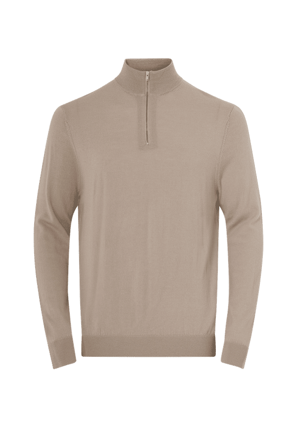 Studio Total - Stickad tröja Merino Halfzip - Natur - S
