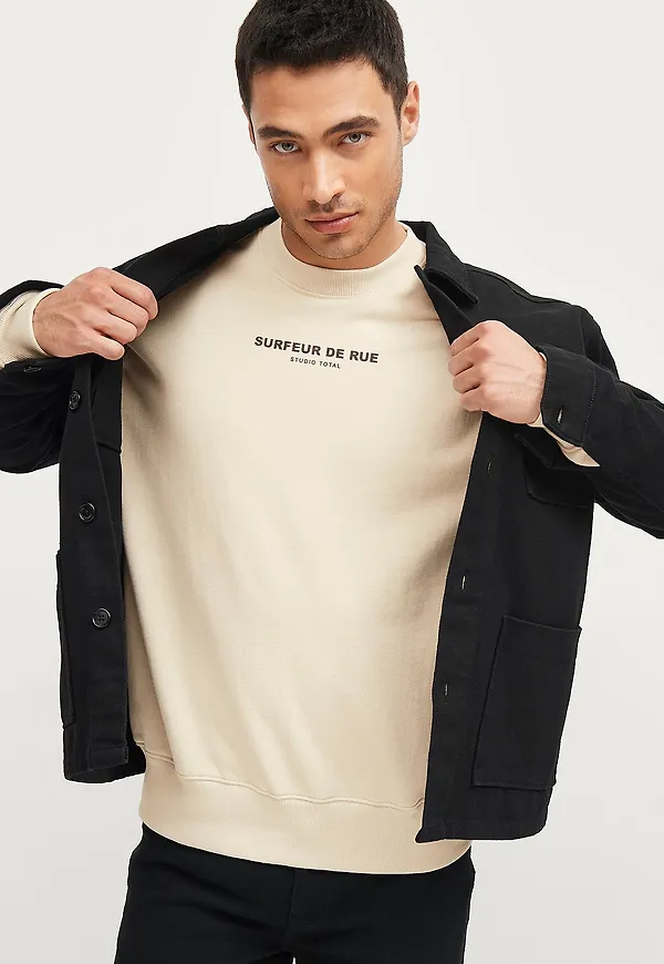 Studio Total - Sweatshirt Surfuer Print Crew - Vit