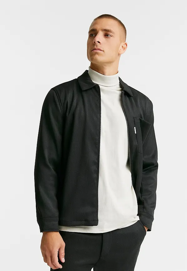Studio Total - Zip Twill Overshirt - Svart