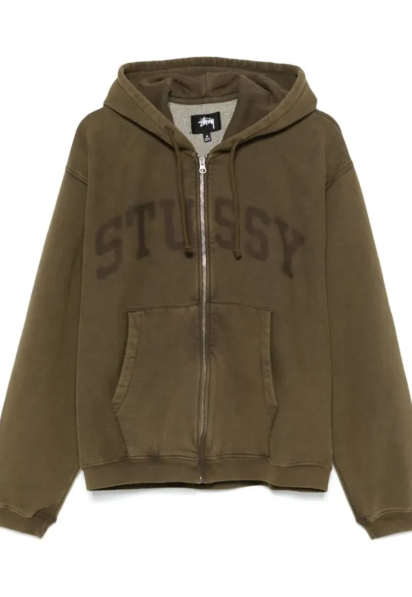 Stüssy hoodie med blekt grafiskt tryck - Grön