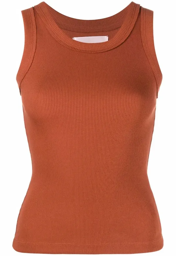 STYLAND ribbad topp - Orange