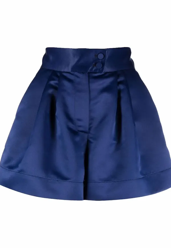 STYLAND satinshorts med hög midja - Blå