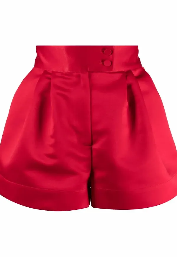 STYLAND satinshorts med hög midja - Röd