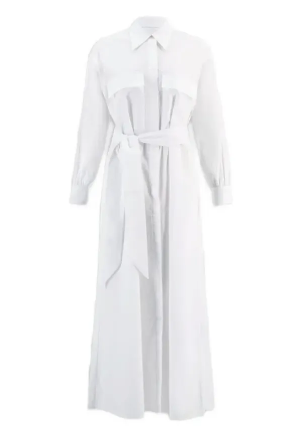 Su skjortklänning med skärp - Vit – Farfetch