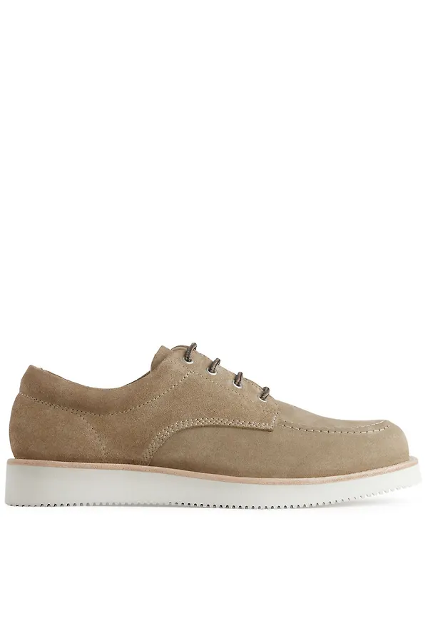 Suede Derby Shoes - Beige