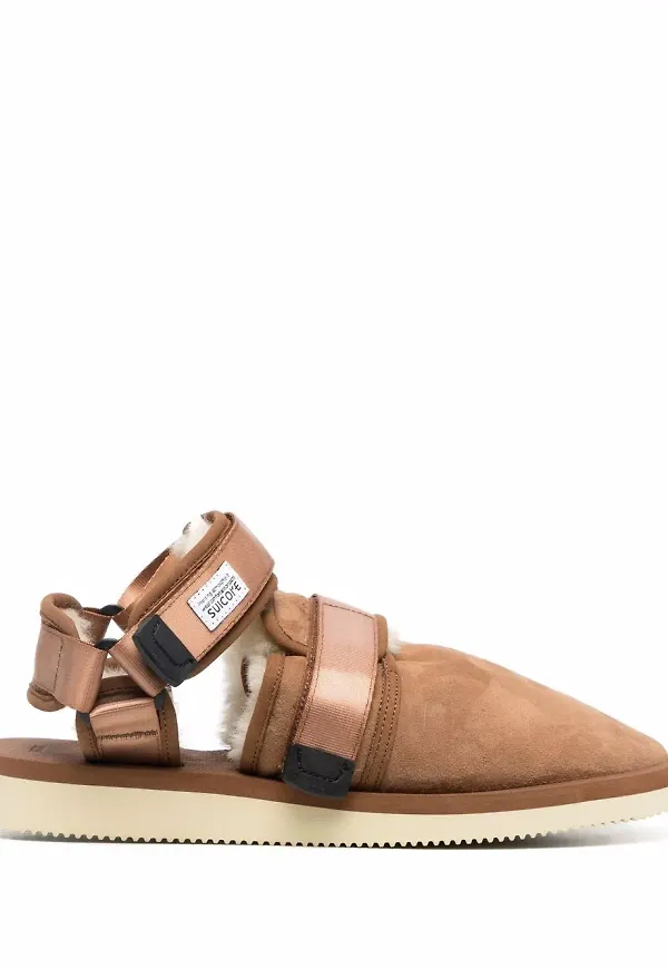 Suicoke fårskinnsfodrade sandaler med sluten tå - Brun
