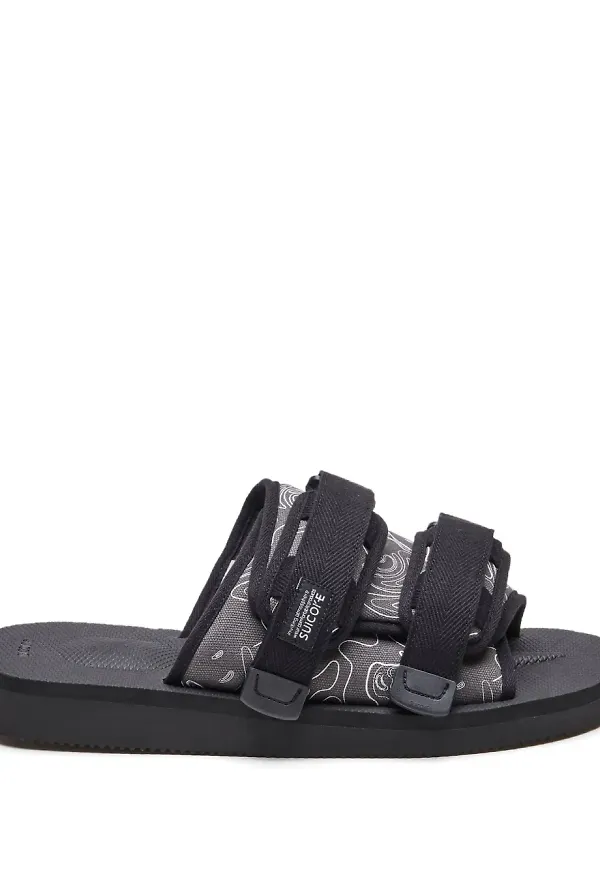 Suicoke mönstrade sandaler med tre band - Svart