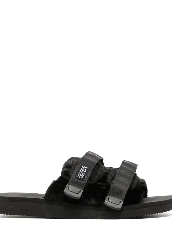 Suicoke Moto tofflor med logotypmärke - Svart