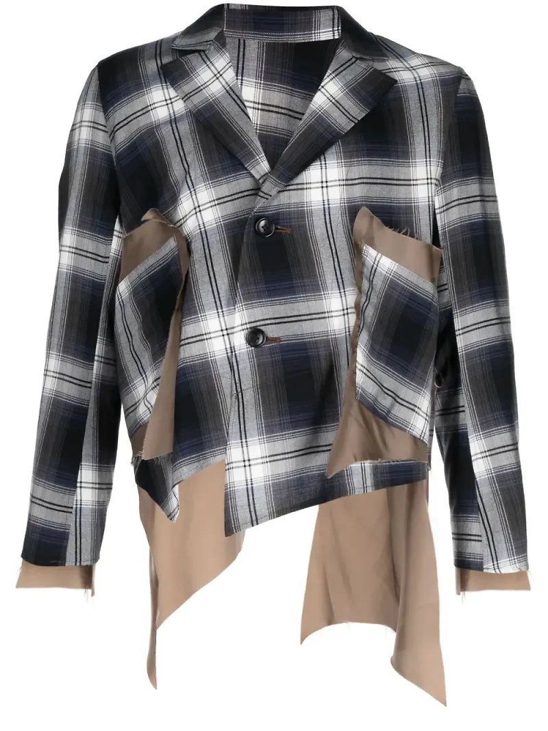 sulvam skotskrutig asymmetrisk blazer - Blå