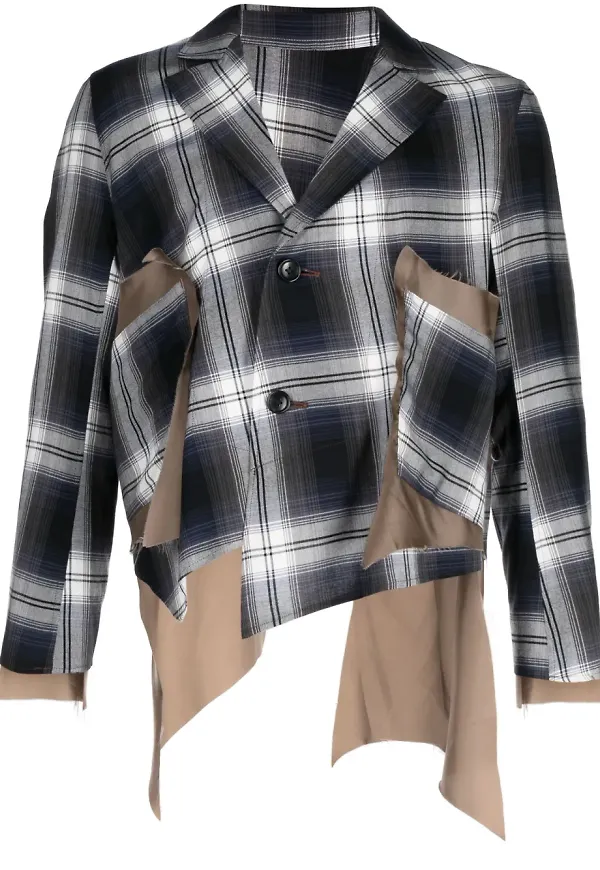 sulvam skotskrutig asymmetrisk blazer - Blå
