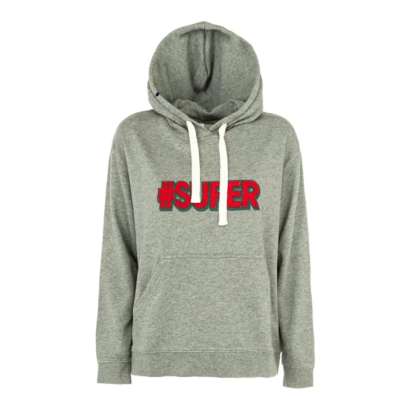 Sun68, Sweatshirts & Hoodies, Dam, S, Bomull, Hooded Cotton Patch Sweatshirt