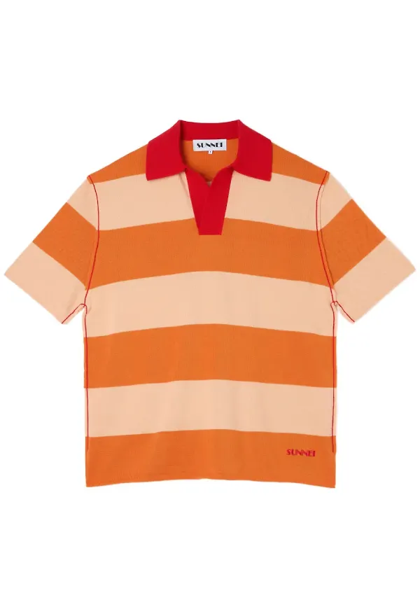 Sunnei randig kortärmad pikétröja - Orange