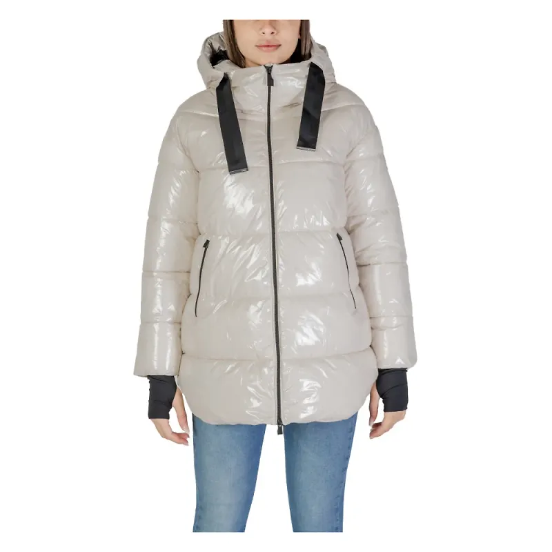 Suns, Jacka, Dam, S, Beige Turtleneck Hooded Jacket med Dragkedja