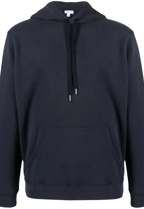 Sunspel hoodie med dragsko - Blå