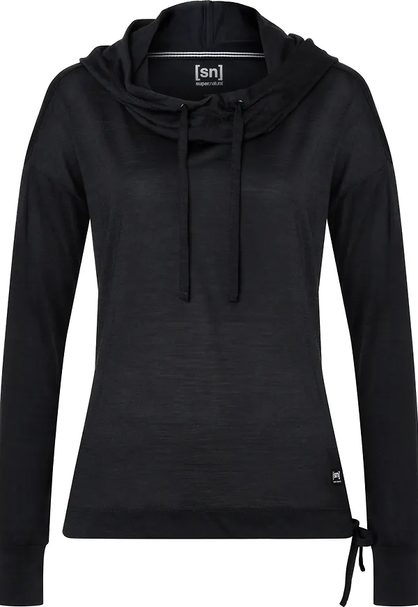 super.natural Women's Funnel Hoodie Jet Black