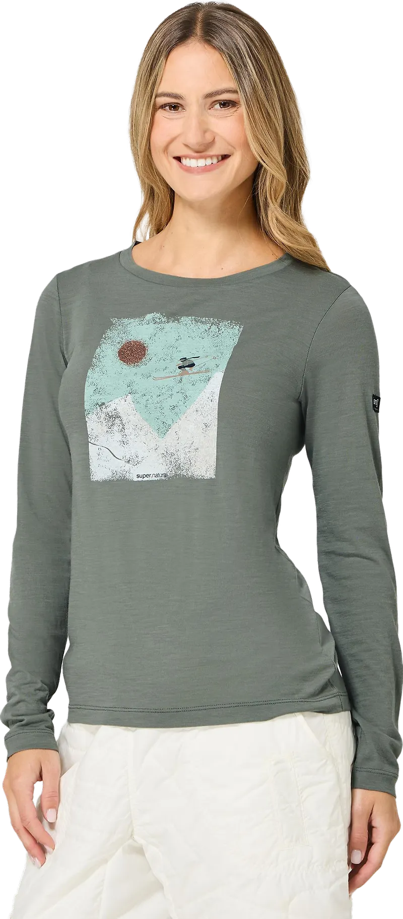 super.natural Women´s Ski Jump Long Sleeve Eucalyptus/various