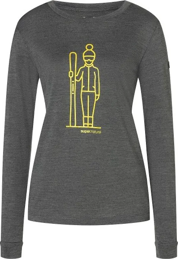 super.natural Women's Skianto Long Sleeve Pirate Grey Melange/Gold
