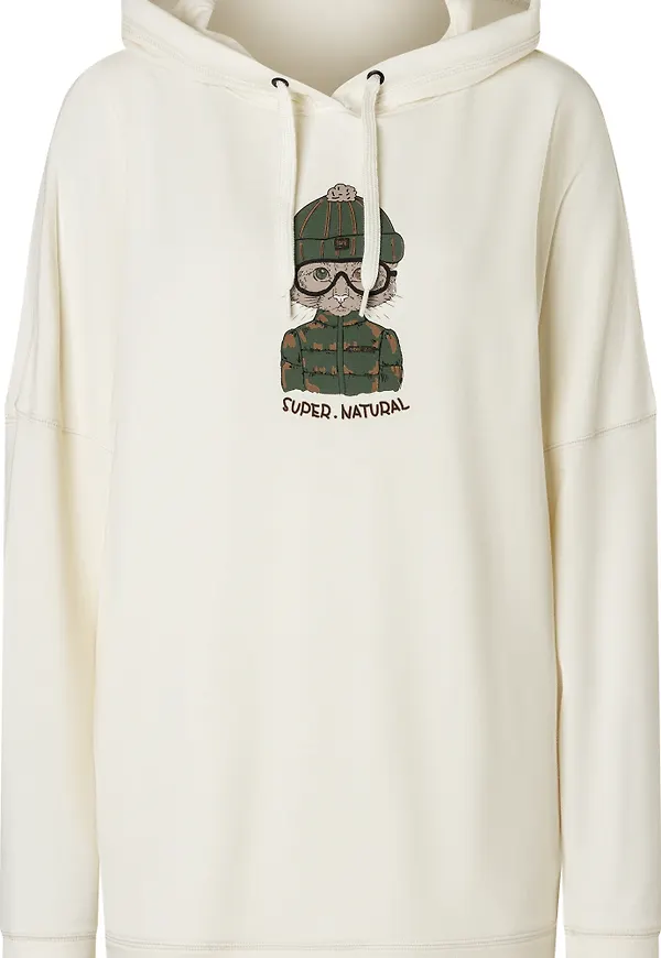 super.natural Women's Snow Cat Hoodie Fresh White/Various