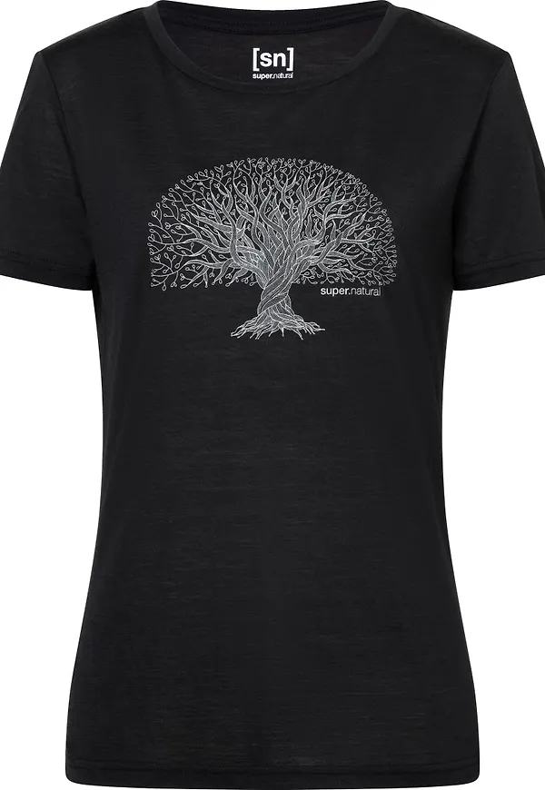 super.natural Women's Tree Of Knowledge Tee Jet Black/feather Grey