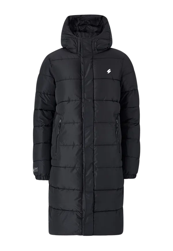 Superdry - Jacka Code SL Hooded Longline Puffer - Svart - M