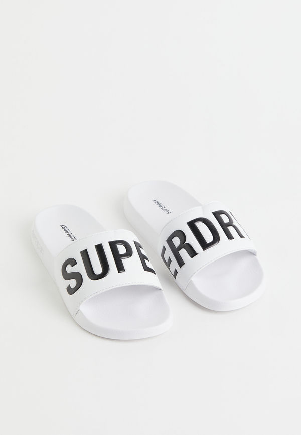 Superdry Code Core Pool Slide Vit, Badtofflor i storlek 40/41 och färg Svart