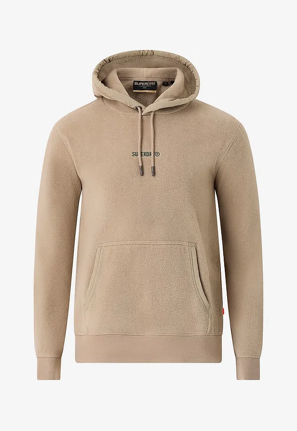 Superdry - Huvtröja Micro Logo Fleece Hood - Beige