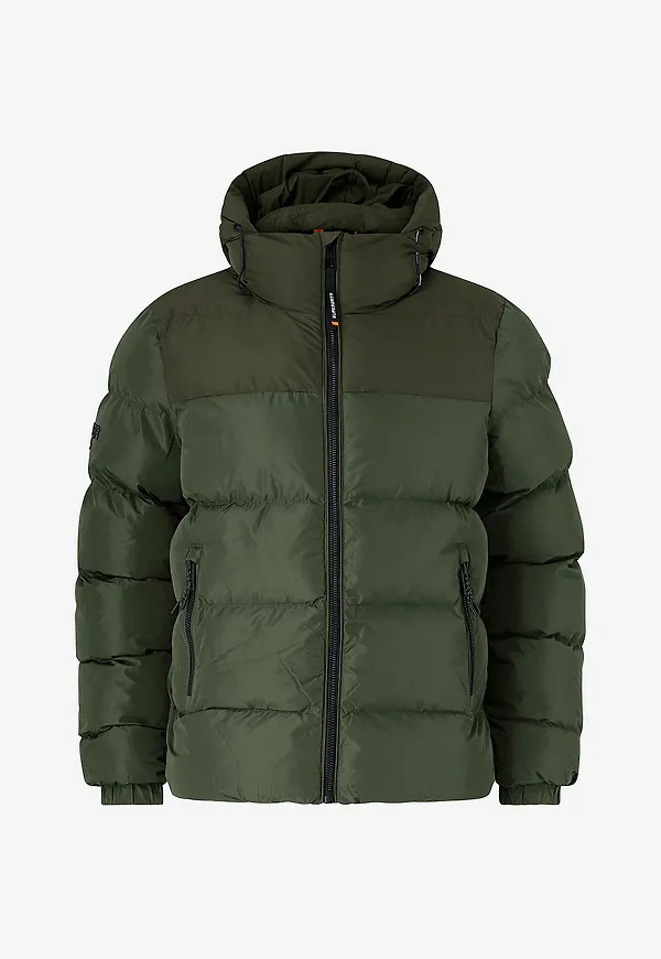 Superdry - Jacka Colourblock Hooded Puffer Jkt - Grön